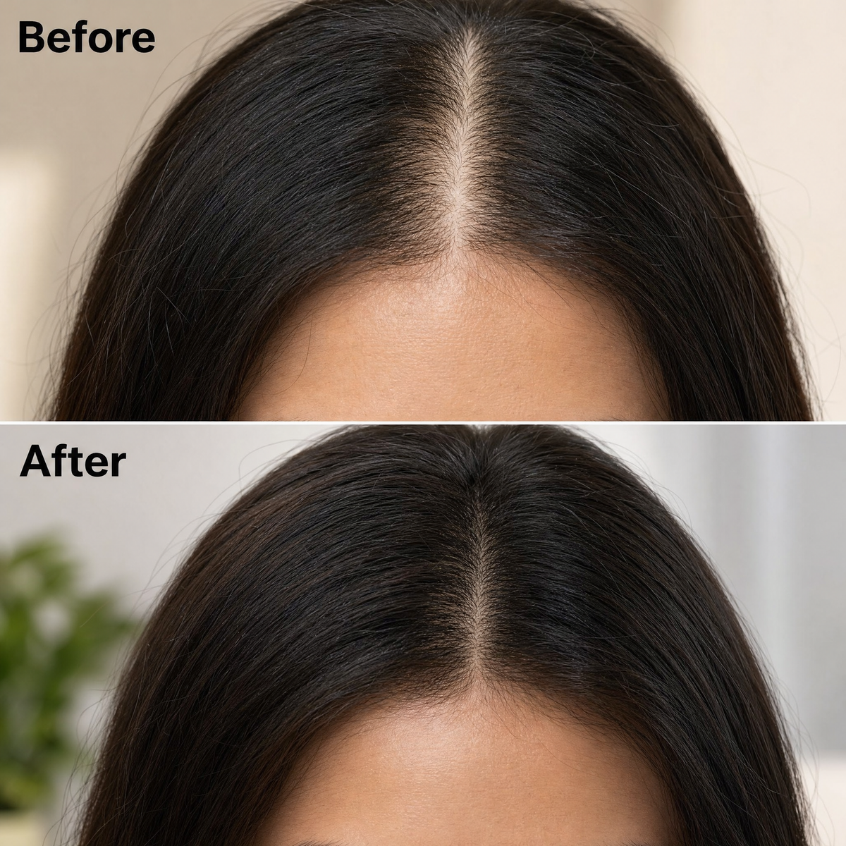 Before and after: hair parting density